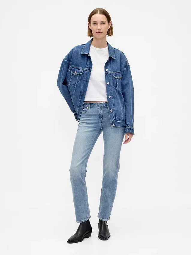 Slim Straight Jeans taille basse style années 90