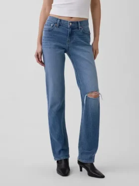 Slim Straight Jeans taille basse style années 90
