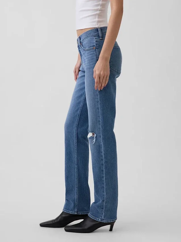 Slim Straight Jeans taille basse style années 90