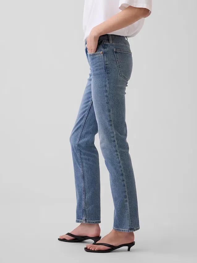 Slim Straight Jeans taille basse style années 90