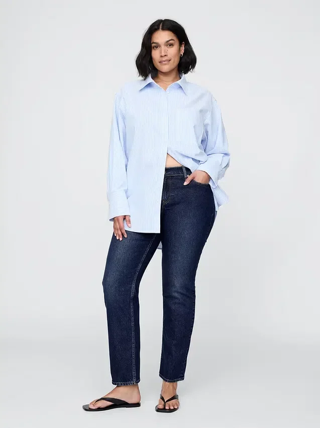 Slim Straight Jeans taille basse style années 90