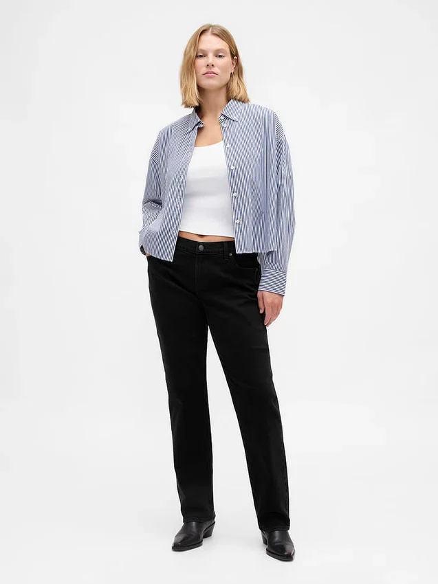 Slim Straight Jeans taille basse style années 90