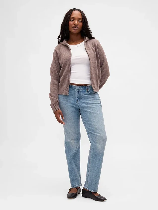 Slim Straight Jeans taille basse style années 90