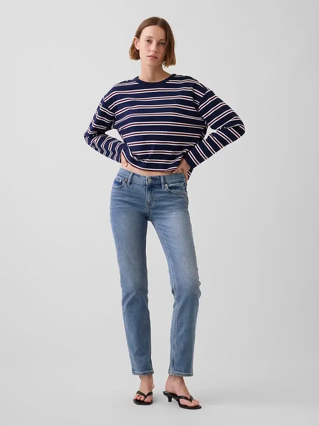 Slim Straight Jeans taille basse style années 90