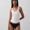Slip bikini en coton bio extensible avec logo