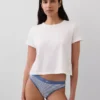 Slip bikini en coton bio extensible avec logo