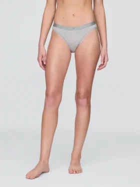 Slip bikini en coton bio extensible avec logo