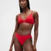 Slip bikini en coton bio extensible avec logo