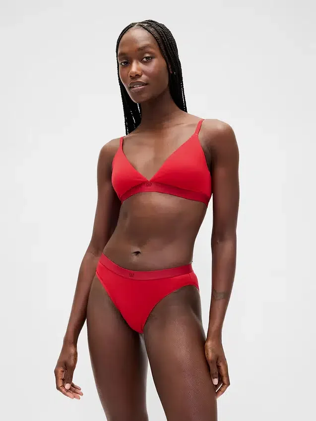Slip bikini en coton bio extensible avec logo