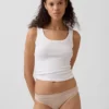Slip bikini en coton bio extensible avec logo