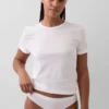 Slip bikini en coton bio extensible avec logo