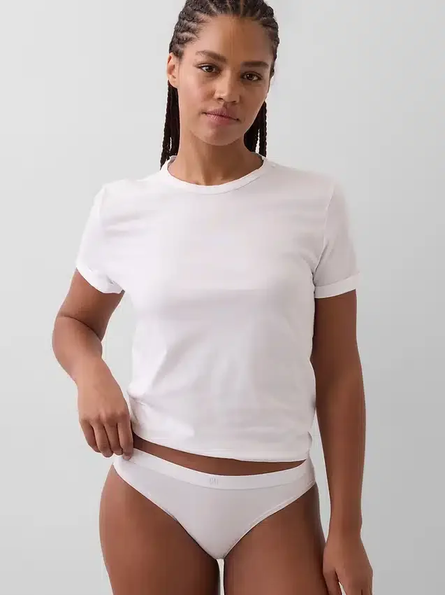 Slip bikini en coton bio extensible avec logo