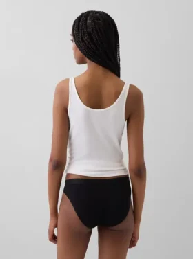 Slip bikini en coton bio extensible avec logo