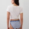 Slip bikini en coton bio extensible avec logo