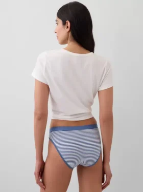Slip bikini en coton bio extensible avec logo