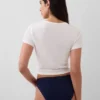Slip bikini en coton bio extensible avec logo