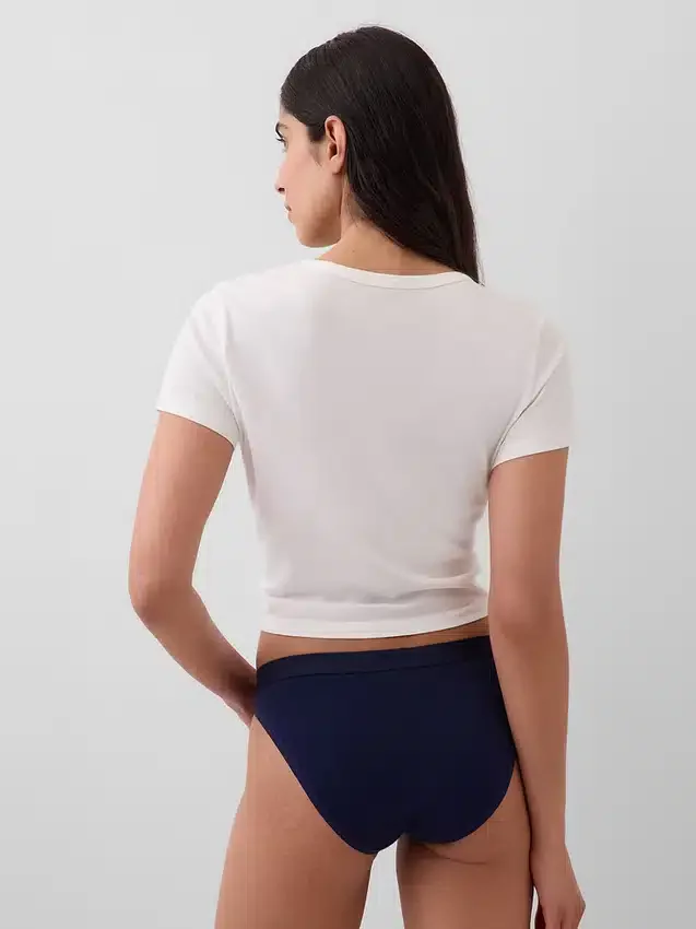 Slip bikini en coton bio extensible avec logo