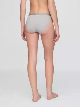 Slip bikini en coton bio extensible avec logo