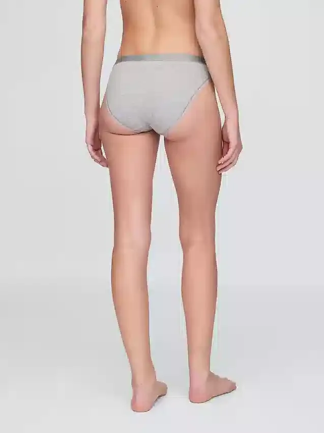 Slip bikini en coton bio extensible avec logo