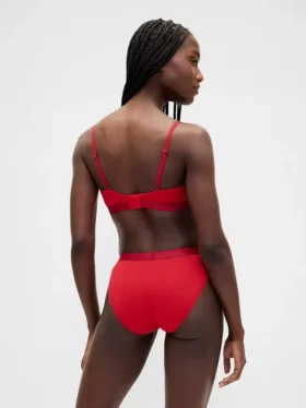 Slip bikini en coton bio extensible avec logo