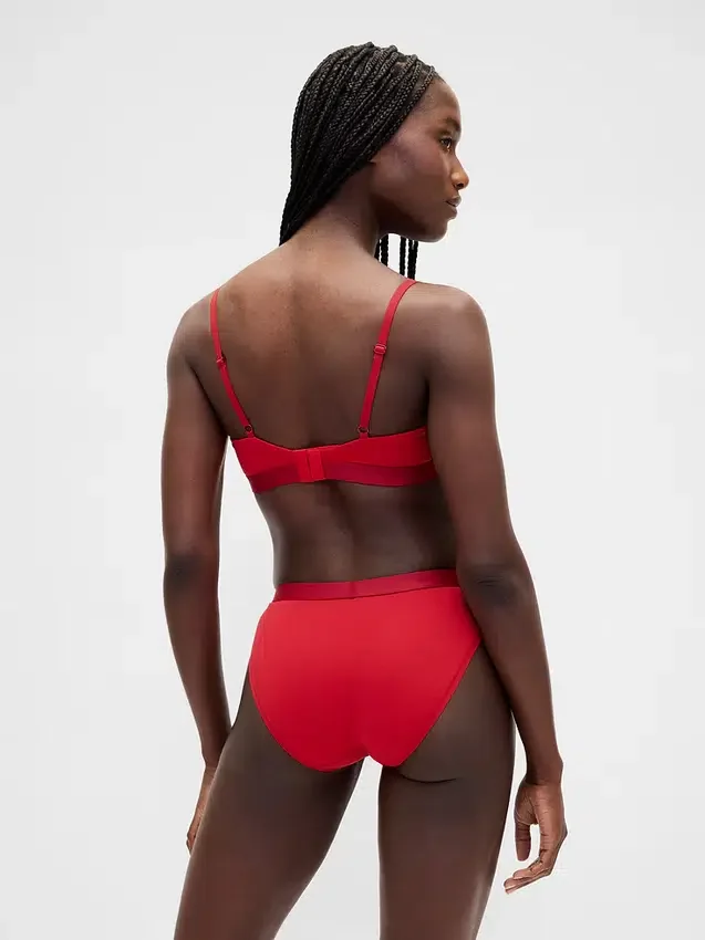 Slip bikini en coton bio extensible avec logo