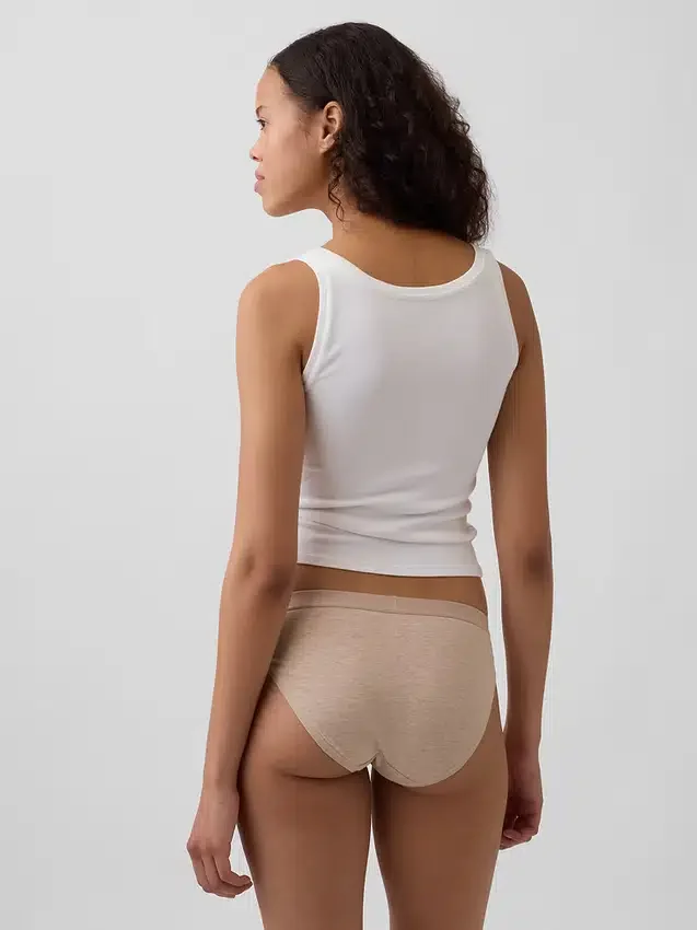 Slip bikini en coton bio extensible avec logo