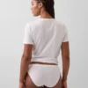 Slip bikini en coton bio extensible avec logo