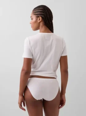 Slip bikini en coton bio extensible avec logo
