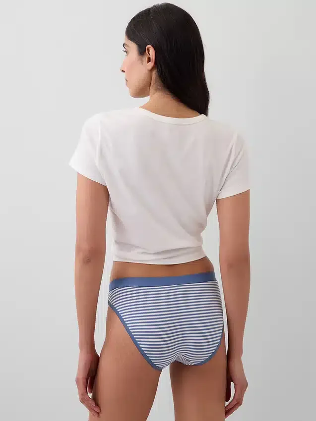 Slip bikini en coton bio extensible avec logo
