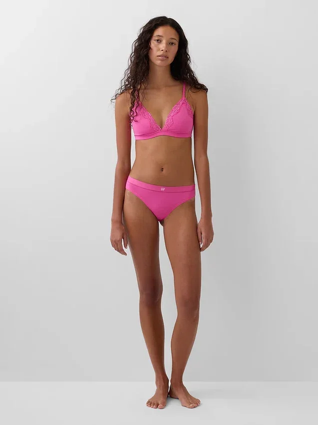 Slip bikini en coton bio extensible avec logo