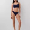 Slip bikini en coton bio extensible avec logo