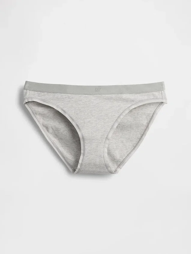 Slip bikini en coton bio extensible avec logo
