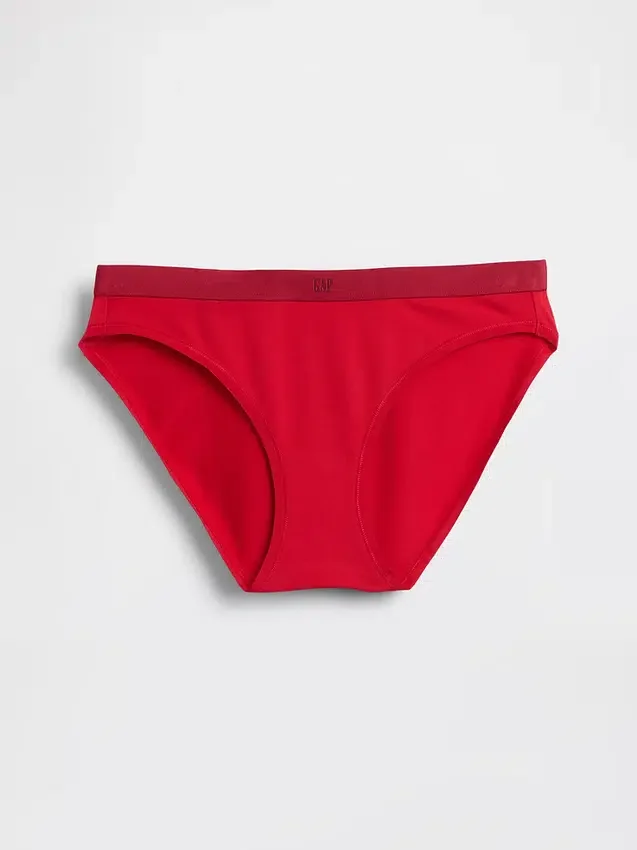Slip bikini en coton bio extensible avec logo