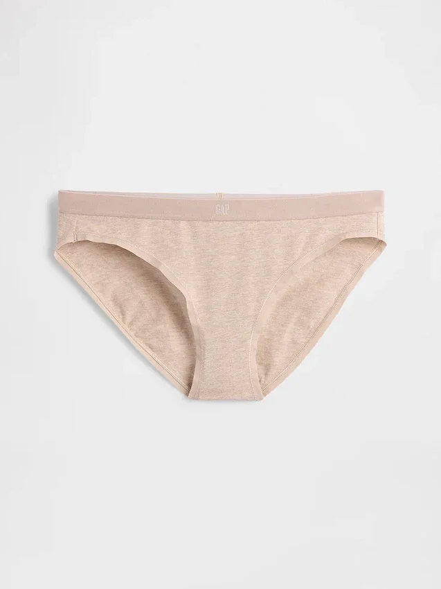 Slip bikini en coton bio extensible avec logo