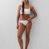 Slip bikini en coton bio extensible avec logo