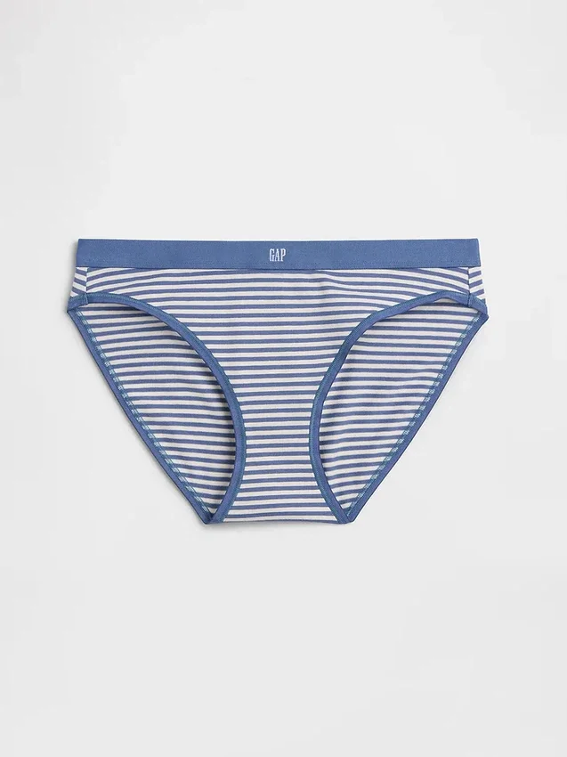 Slip bikini en coton bio extensible avec logo