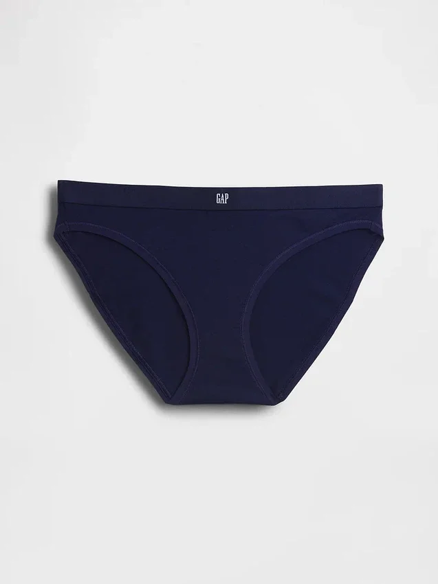 Slip bikini en coton bio extensible avec logo