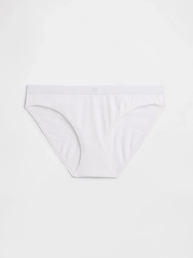Slip bikini en coton bio extensible avec logo