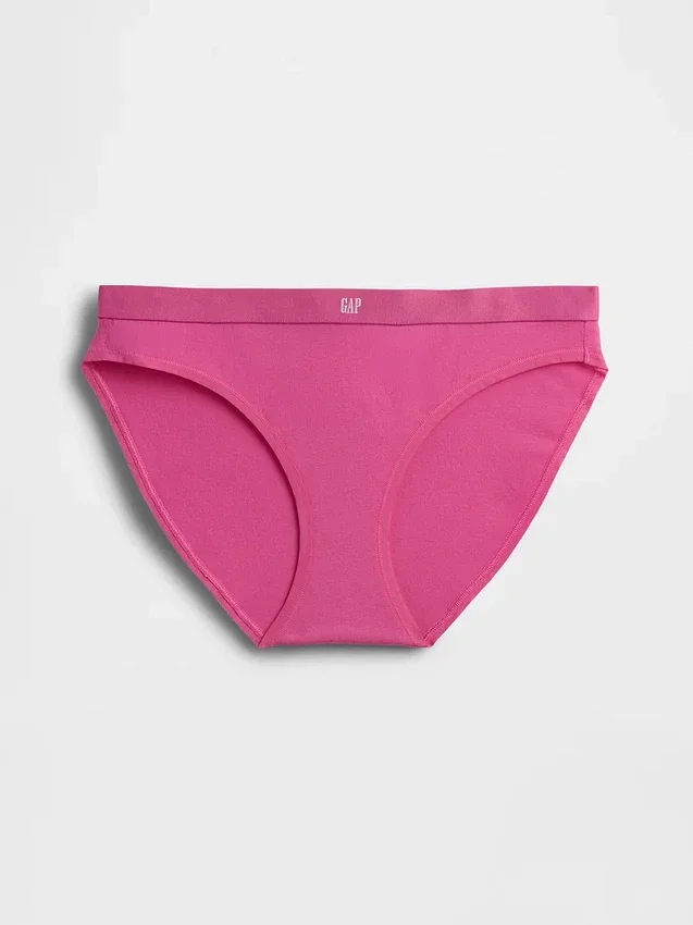 Slip bikini en coton bio extensible avec logo