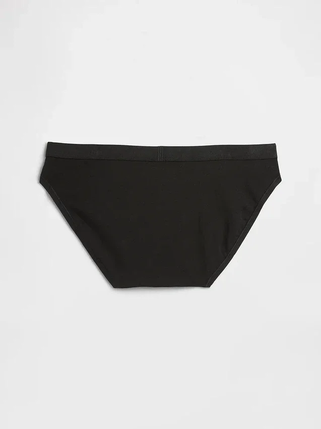 Slip bikini en coton bio extensible avec logo