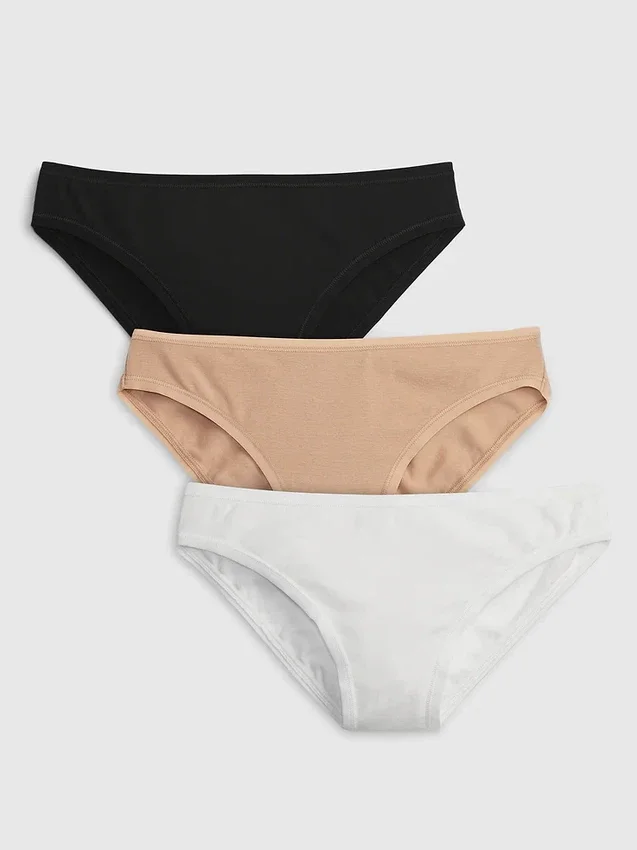 Slip bikini en coton bio extensible (lot de 3)