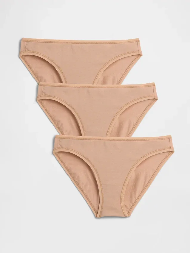 Slip bikini en coton bio extensible (lot de 3)