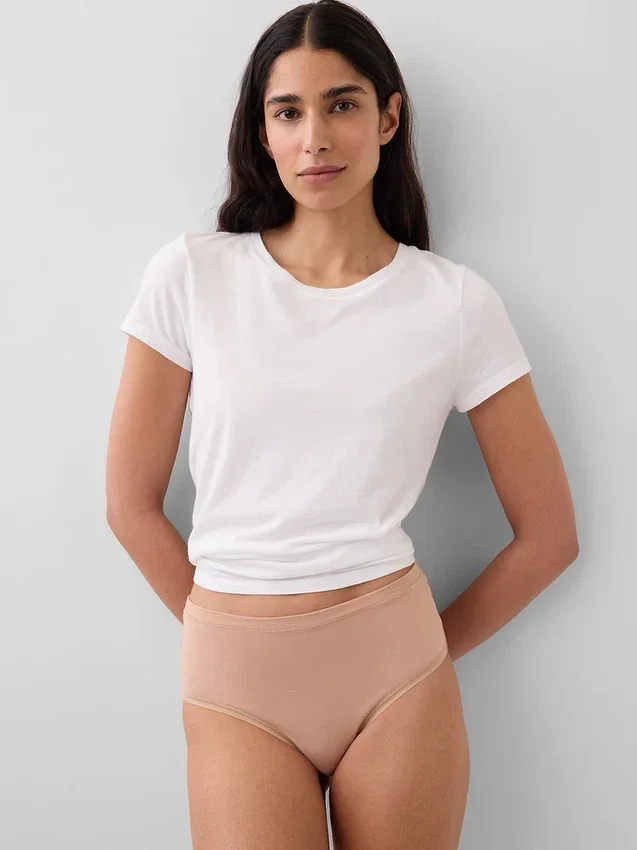 Slip bikini taille haute en coton stretch biologique