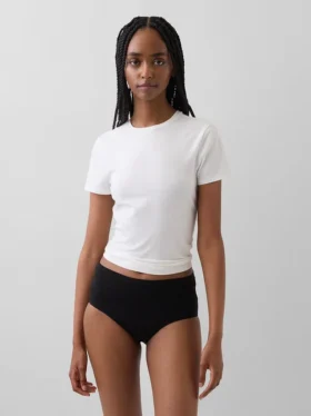 Slip bikini taille haute en coton stretch biologique