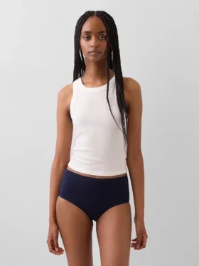 Slip bikini taille haute en coton stretch biologique