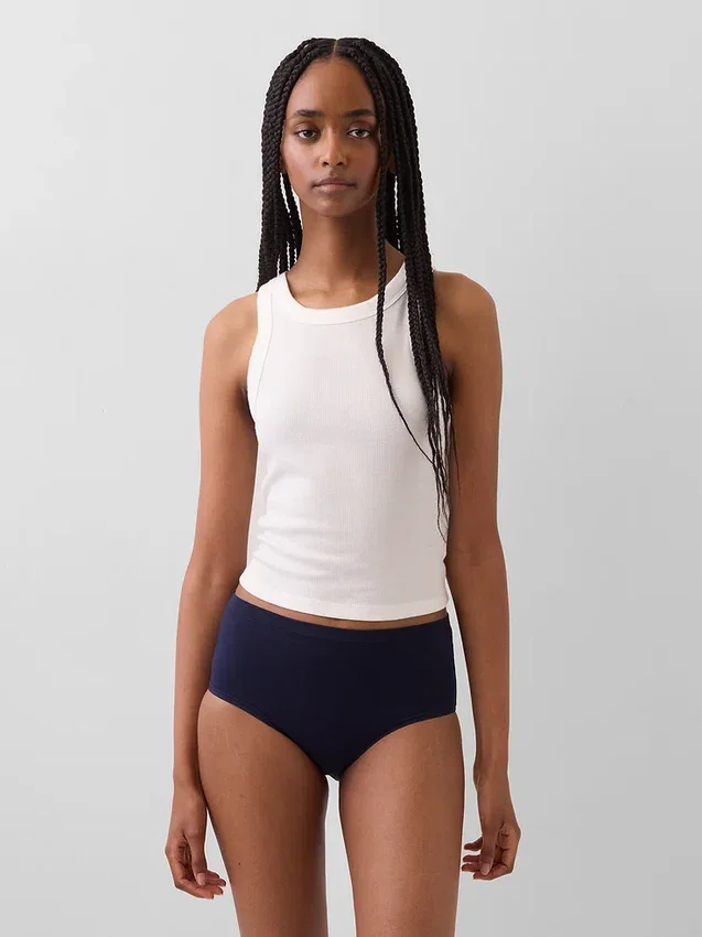 Slip bikini taille haute en coton stretch biologique