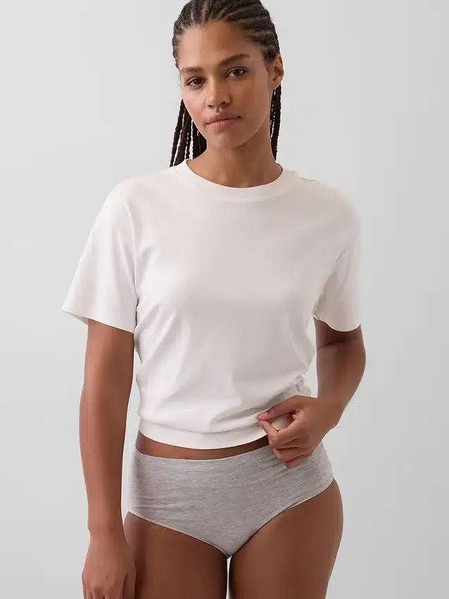 Slip bikini taille haute en coton stretch biologique