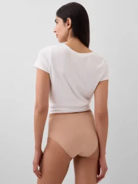 Slip bikini taille haute en coton stretch biologique