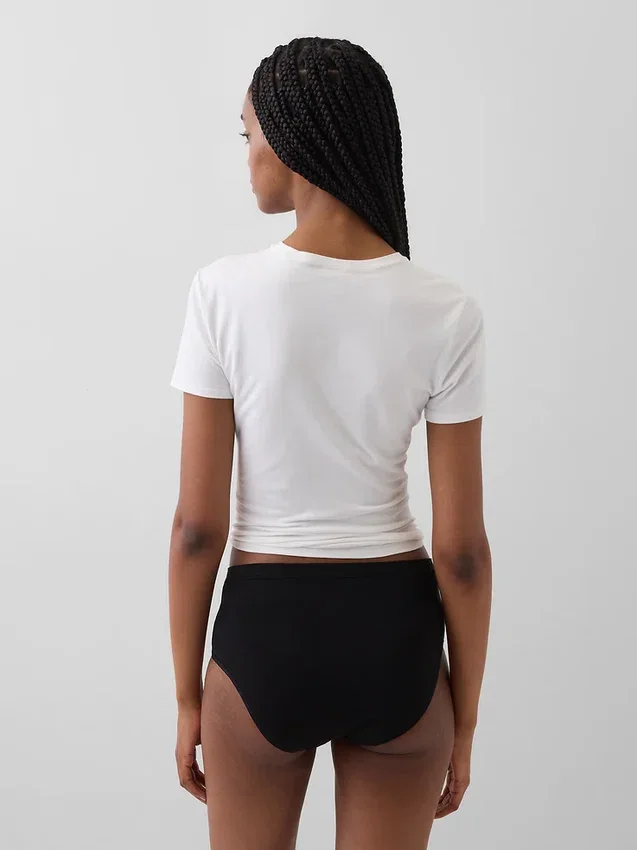 Slip bikini taille haute en coton stretch biologique