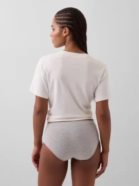 Slip bikini taille haute en coton stretch biologique